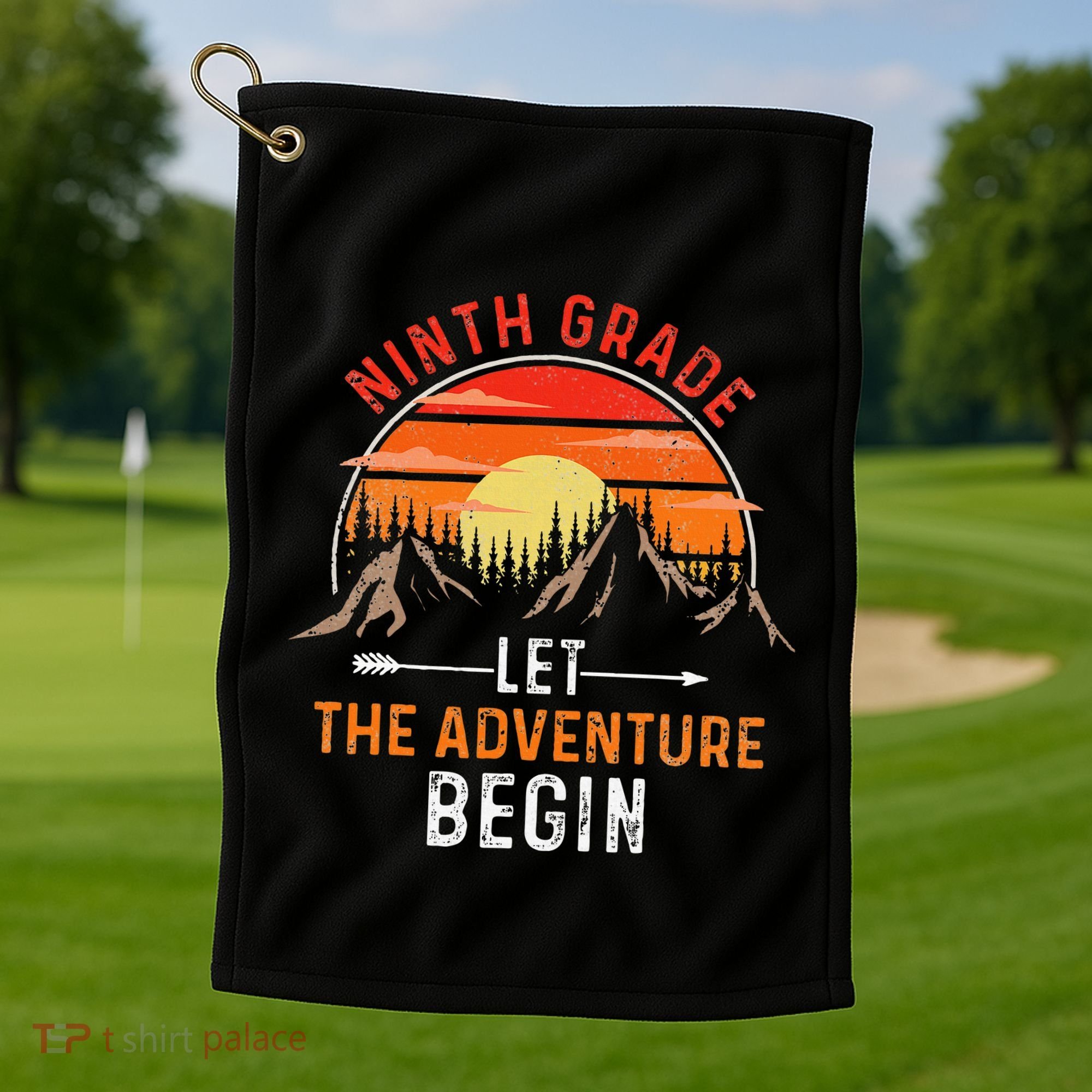 Let The 9th Grade Adventure Begin Ninth Grade Teacher Retro Golf Towel