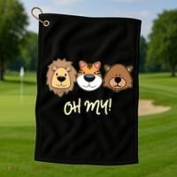 Lion Tiger And Bear Oh My Fun Jungle Zoo Animal Lover Gift Golf Towel thumb 1