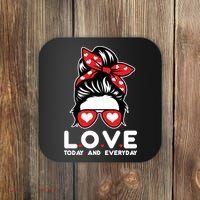 Love Today And Everyday Cute Valentine Hair Bun Coaster thumb 0