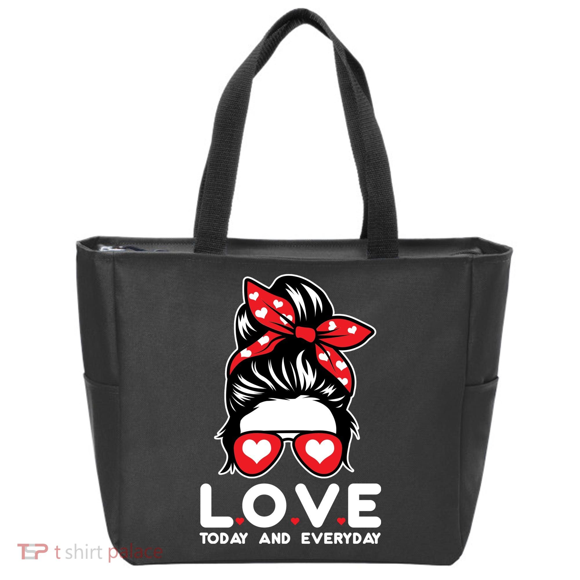 Love Today And Everyday Cute Valentine Hair Bun Tote Bag