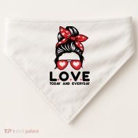 Love Today And Everyday Cute Valentine Hair Bun USA-Made Doggie Bandana thumb 0