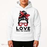 Love Today And Everyday Cute Valentine Hair Bun Hoodie thumb 2