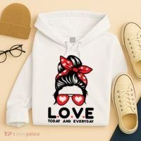 Love Today And Everyday Cute Valentine Hair Bun Hoodie thumb 4