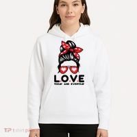 Love Today And Everyday Cute Valentine Hair Bun Hoodie thumb 5