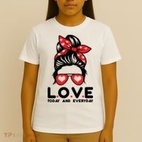 Love Today And Everyday Cute Valentine Hair Bun T-Shirt thumb 4