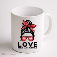 Love Today And Everyday Cute Valentine Hair Bun Coffee Mug thumb 1