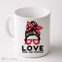 Love Today And Everyday Cute Valentine Hair Bun Coffee Mug thumb 0