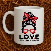 Love Today And Everyday Cute Valentine Hair Bun Coffee Mug thumb 2