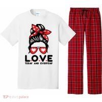 Love Today And Everyday Cute Valentine Hair Bun Pajama Set thumb 0