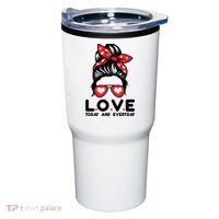 Love Today And Everyday Cute Valentine Hair Bun Tumbler thumb 0