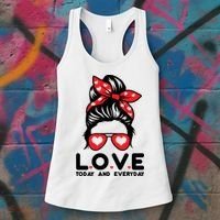 Love Today And Everyday Cute Valentine Hair Bun Women's Tank Top thumb 3