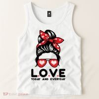 Love Today And Everyday Cute Valentine Hair Bun Tank Top thumb 2