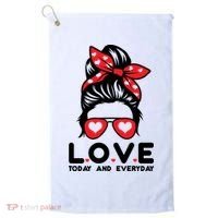 Love Today And Everyday Cute Valentine Hair Bun Golf Towel thumb 0
