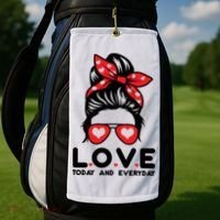 Love Today And Everyday Cute Valentine Hair Bun Golf Towel thumb 2