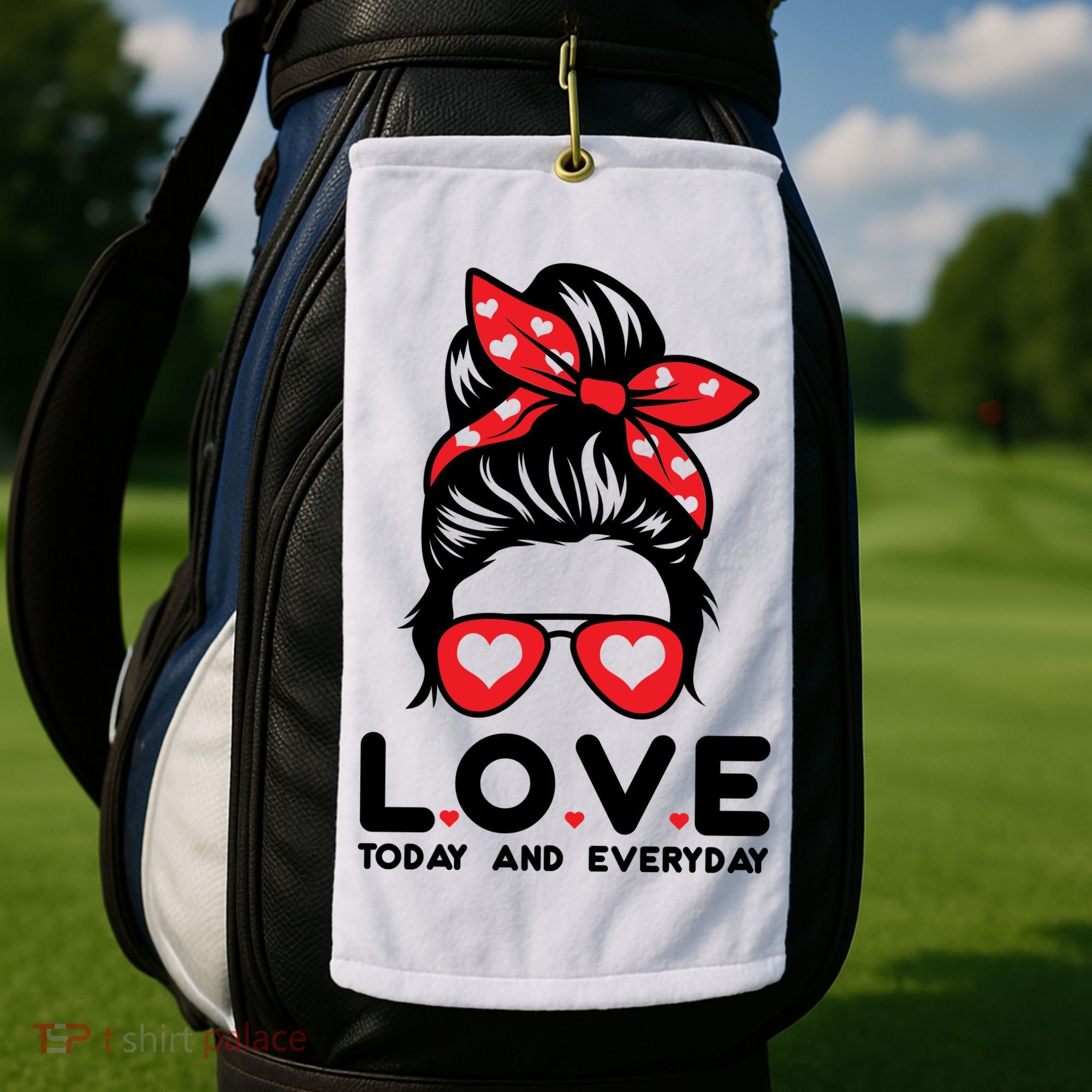 Love Today And Everyday Cute Valentine Hair Bun Golf Towel