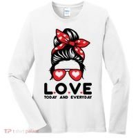 Love Today And Everyday Cute Valentine Hair Bun Women's Long Sleeve Shirt thumb 0