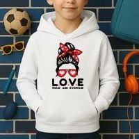 Love Today And Everyday Cute Valentine Hair Bun Kids Hoodie thumb 2
