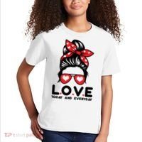 Love Today And Everyday Cute Valentine Hair Bun Kids T-Shirt thumb 2