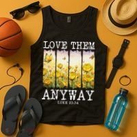 Love Them Anyway Butterfly Rose Motivation Christian Women Tank Top thumb 4