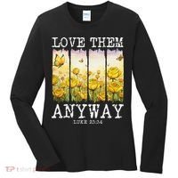 Love Them Anyway Butterfly Rose Motivation Christian Women Women's Long Sleeve Shirt thumb 0