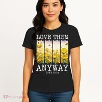 Love Them Anyway Butterfly Rose Motivation Christian Women Women's T-Shirt thumb 4