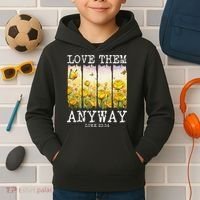 Love Them Anyway Butterfly Rose Motivation Christian Women Kids Hoodie thumb 2