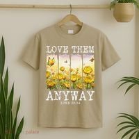 Love Them Anyway Butterfly Rose Motivation Christian Women T-Shirt thumb 2