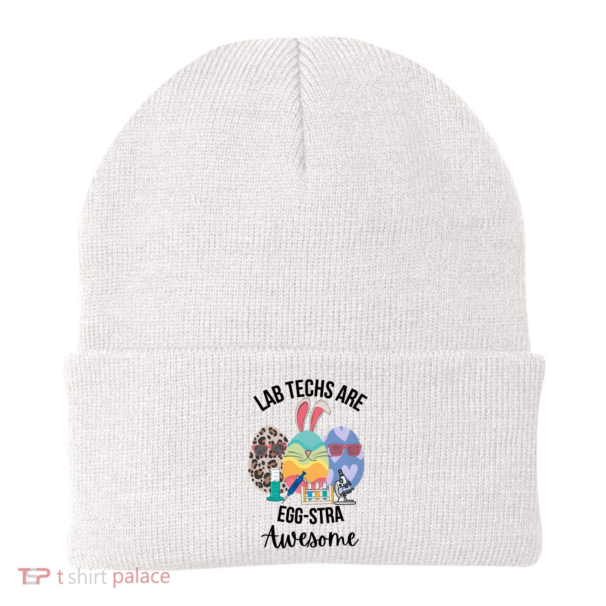 Lab Tech Are EggStra Awesome Egg Easter Lab Week Funny Easter Scienti Beanie