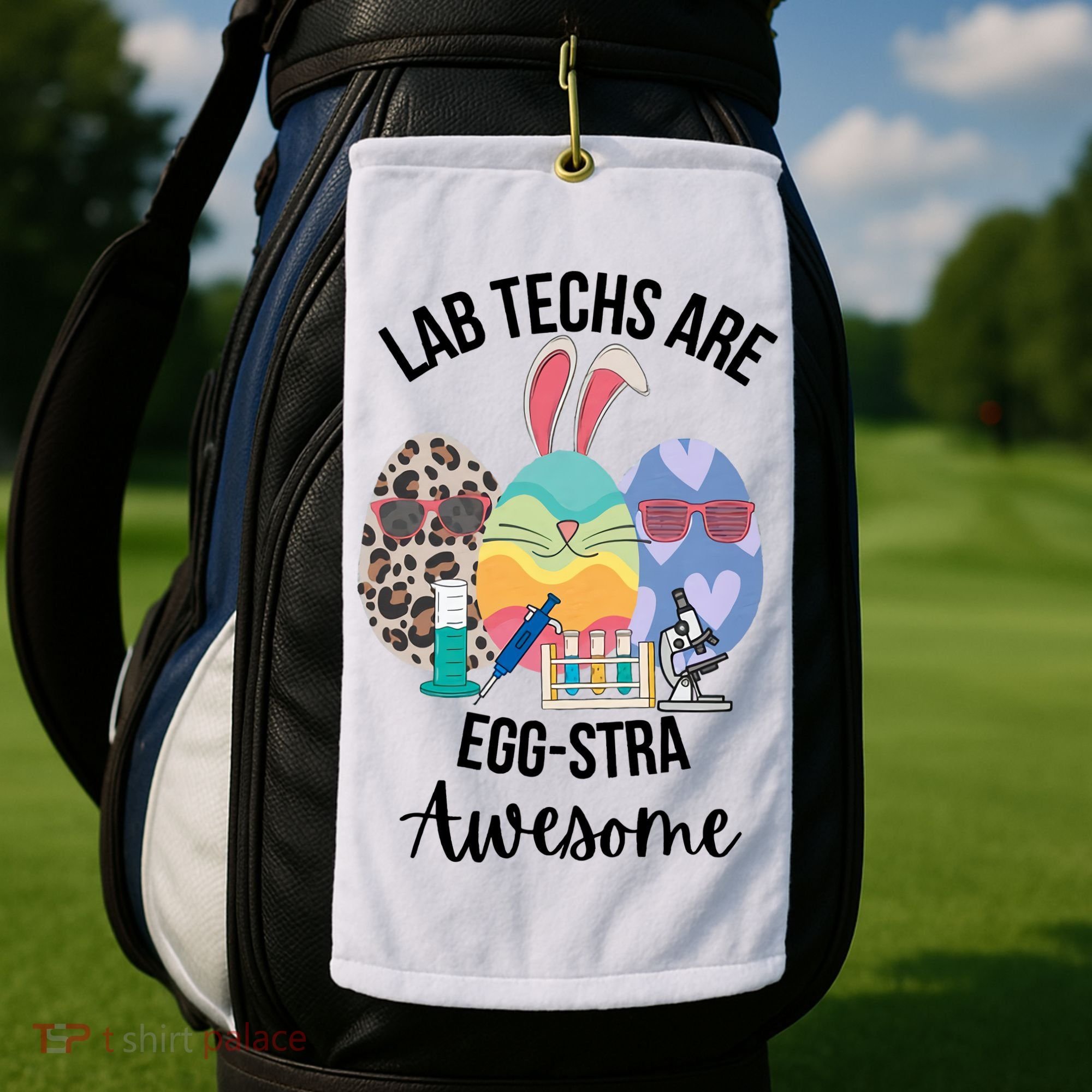 Lab Tech Are EggStra Awesome Egg Easter Lab Week Funny Easter Scienti Golf Towel