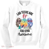 Lab Tech Are EggStra Awesome Egg Easter Lab Week Funny Easter Scienti Kids Sweatshirt thumb 0