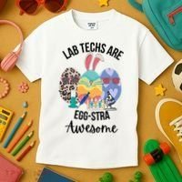 Lab Tech Are EggStra Awesome Egg Easter Lab Week Funny Easter Scienti Kids T-Shirt thumb 3