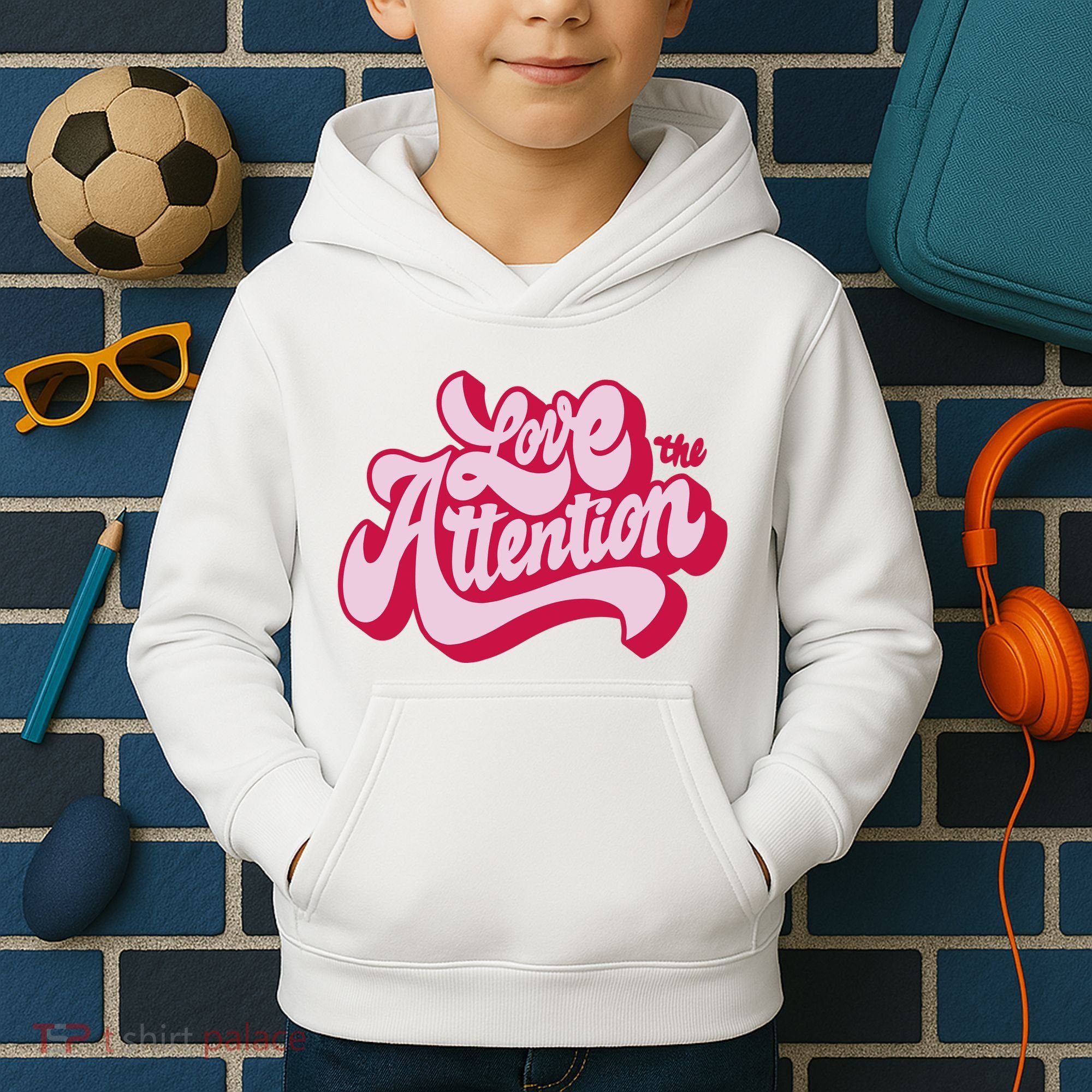 Love The Attention Funny Retro Kids Hoodie