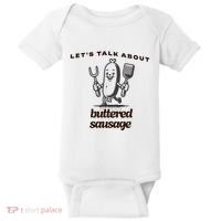 LetS Talk About Buttered Sausage Baby Bodysuit thumb 0