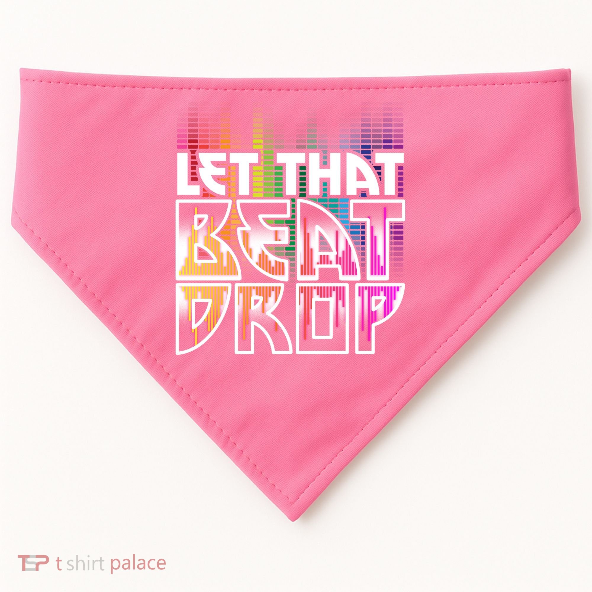 Let That Beat Drop Rainbow Equalizer Dance Music Lover USA-Made Doggie Bandana