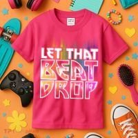 Let That Beat Drop Rainbow Equalizer Dance Music Lover Kids T-Shirt thumb 3