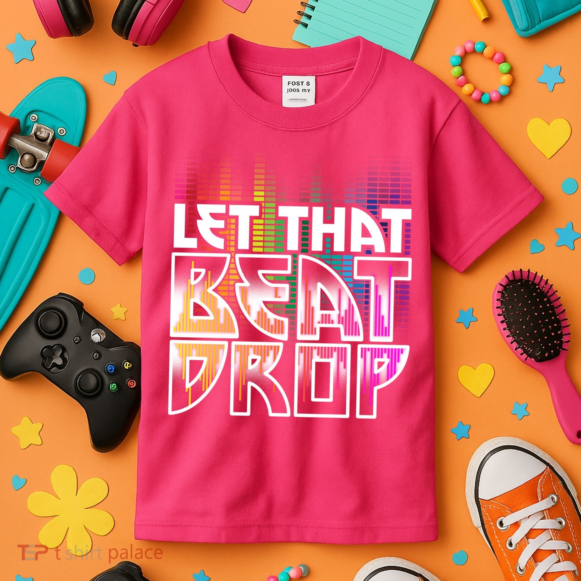 Let That Beat Drop Rainbow Equalizer Dance Music Lover Kids T-Shirt