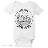 Last Trail Before The Veil Bachelorette Bridesmaid Hiking Baby Bodysuit thumb 0