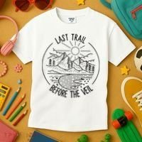 Last Trail Before The Veil Bachelorette Bridesmaid Hiking Kids T-Shirt thumb 3