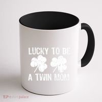 Lucky To Be A Twin Mom St Patrick's Day Coffee Mug thumb 1