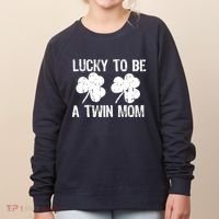 Lucky To Be A Twin Mom St Patrick's Day Women's Sweatshirt thumb 0