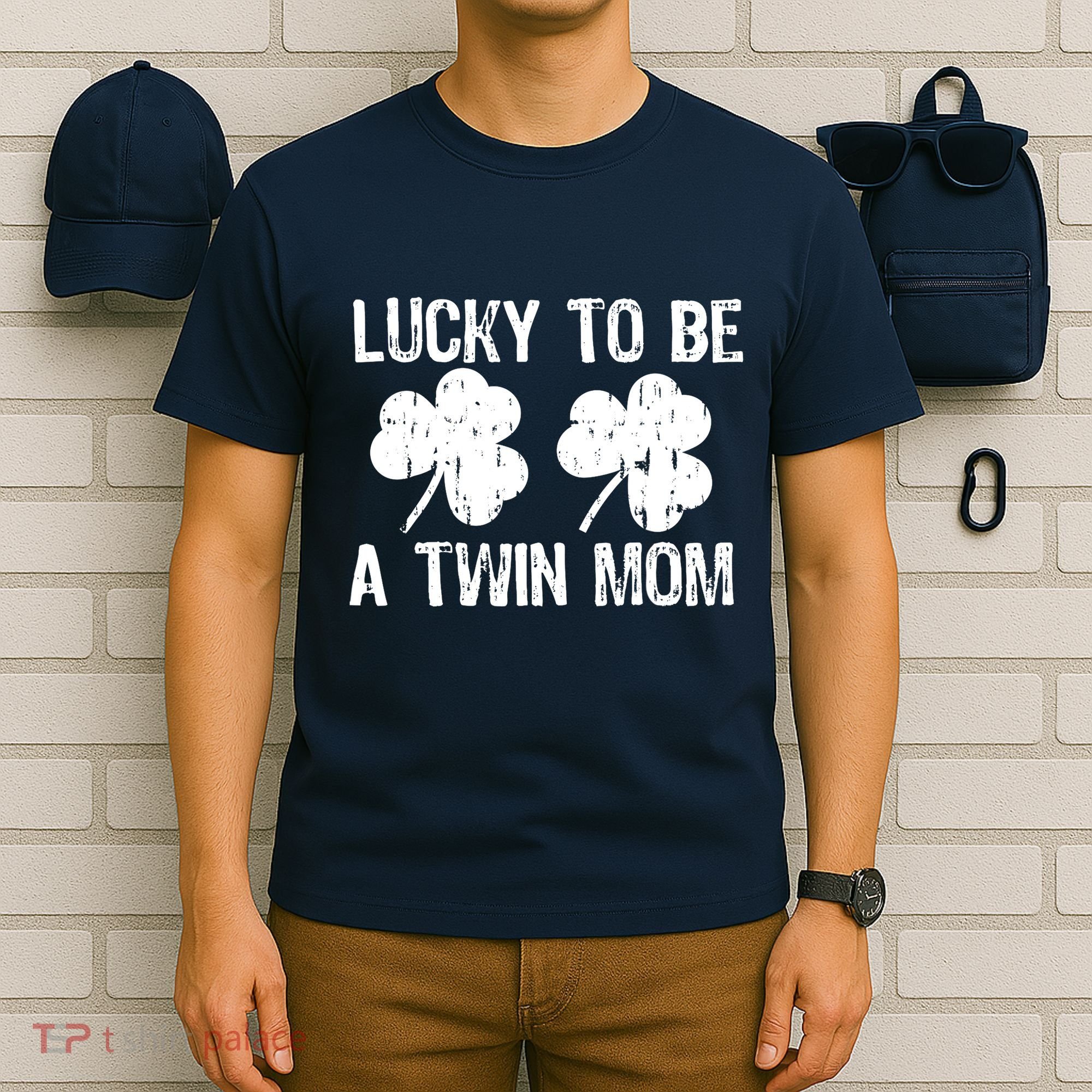Lucky To Be A Twin Mom St Patrick's Day T-Shirt