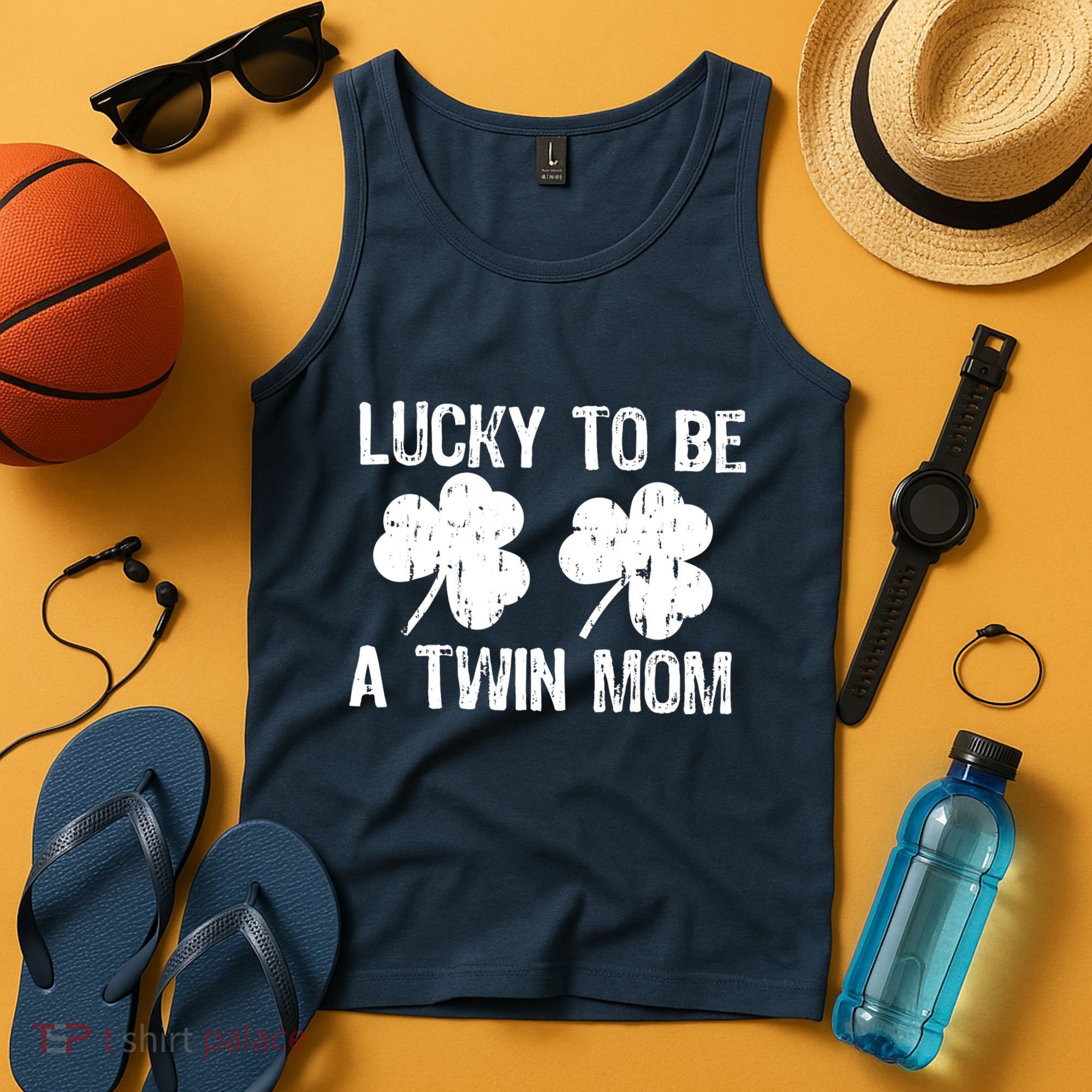 Lucky To Be A Twin Mom St Patrick's Day Tank Top