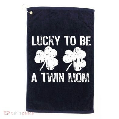Lucky To Be A Twin Mom St Patrick's Day Golf Towel