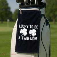 Lucky To Be A Twin Mom St Patrick's Day Golf Towel thumb 2