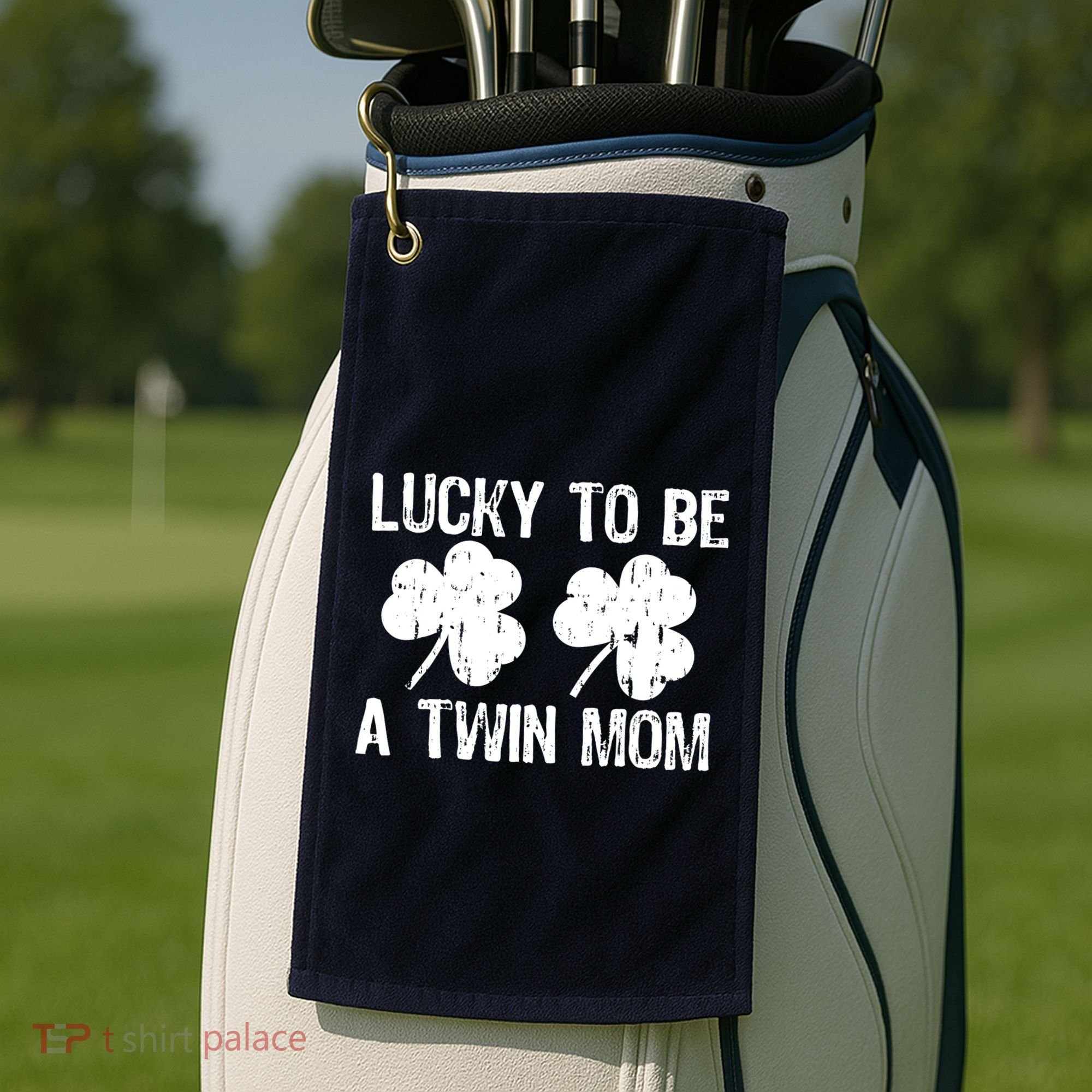 Lucky To Be A Twin Mom St Patrick's Day Golf Towel