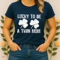 Lucky To Be A Twin Mom St Patrick's Day Women's T-Shirt thumb 2