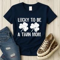 Lucky To Be A Twin Mom St Patrick's Day Women's T-Shirt thumb 3