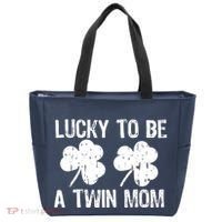 Lucky To Be A Twin Mom St Patrick's Day Tote Bag thumb 0
