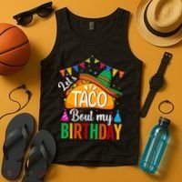 Let's Taco 'Bout My Birthday Cinco De Mayo Tacos Funny Tank Top thumb 4
