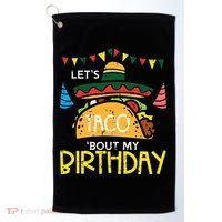 Let's Taco Bout My Birthday Funny Mexican Party Golf Towel thumb 0
